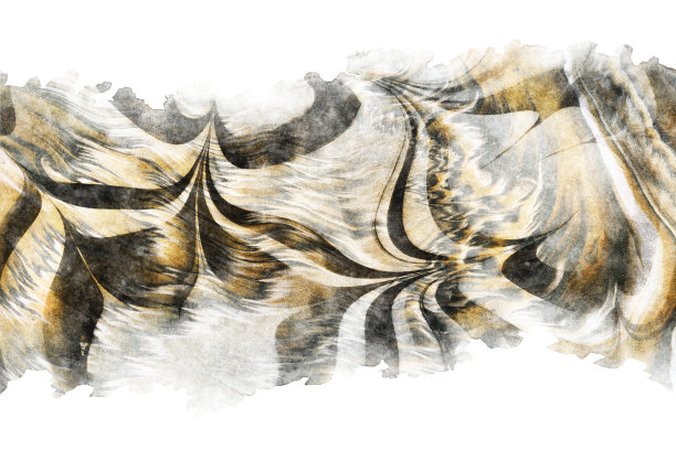 日本黑金大理石纹纸抽象，自然纹理背景，水墨艺术，波浪插画图片下载