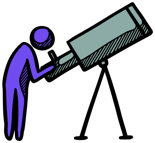 望远镜图标在涂鸦素描线颜色矢量插图图片下载