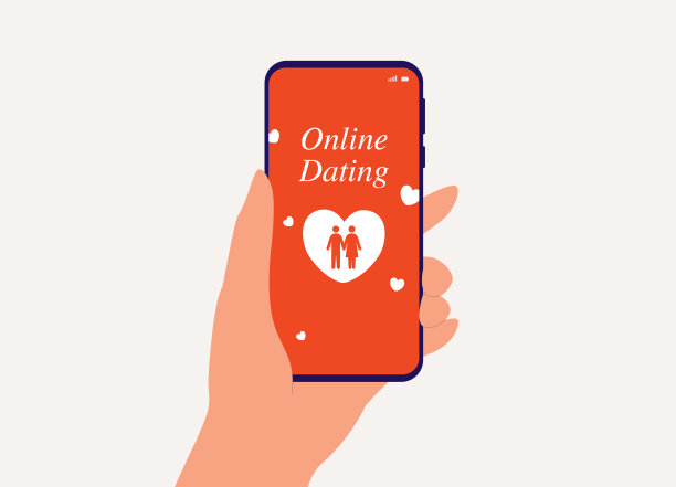 手持手机与在线约会应用程序。图片下载