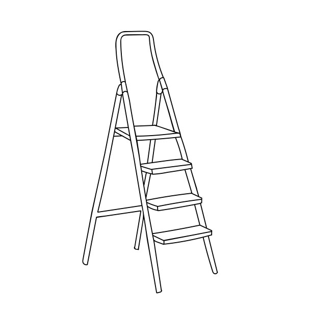 手绘黑色矢量插图金属或木梯孤立在白色背景上图片下载