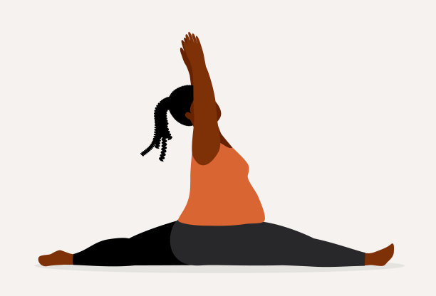 超重的黑人妇女在做瑜伽。图片下载
