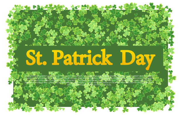 快乐圣帕特里克节横幅三叶草4叶三叶草幸运矢量插图设计模板。简单的网站，商店，杂志促销。图片下载