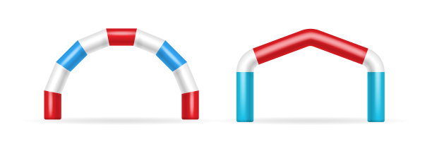 彩色充气拱门，适用于体育赛事、赛跑、马拉松、跑步或铁人三项。气球管套装图片下载