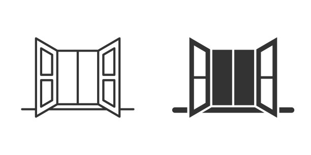 平面风格的窗口图标。孤立的背景上的窗框矢量插图。室内标识的经营理念。图片下载