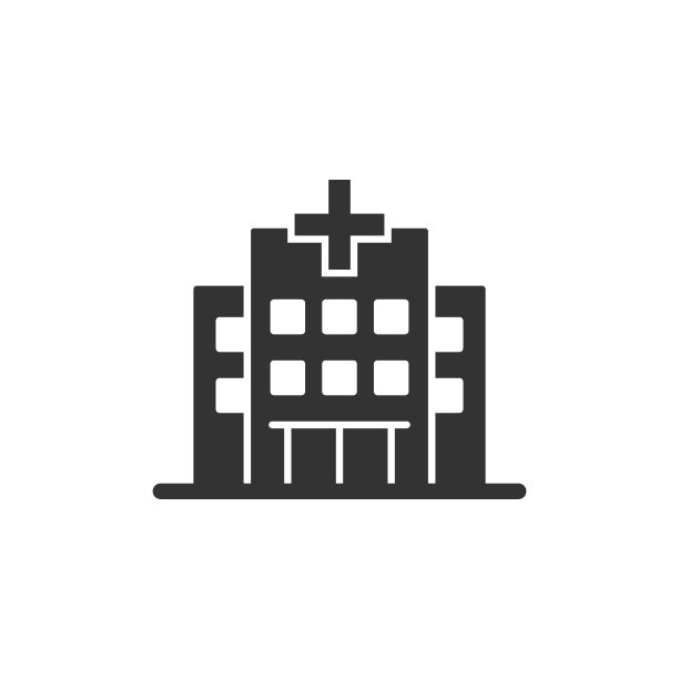 医院建筑图标的平面风格。孤立背景上的医疗诊所矢量插图。医药招牌经营理念。图片下载
