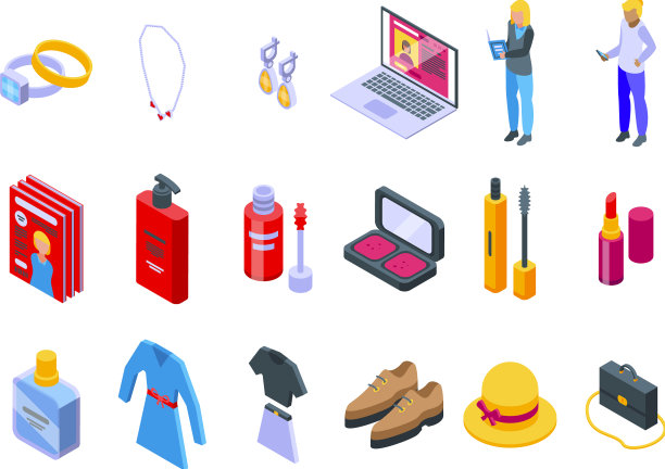 女性杂志图标设置等距图片下载