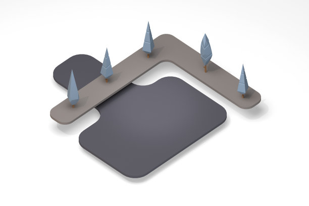 摘要森林花园平台孤立在白色背景上。图片下载
