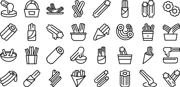 油条图标设定轮廓墨西哥图片下载