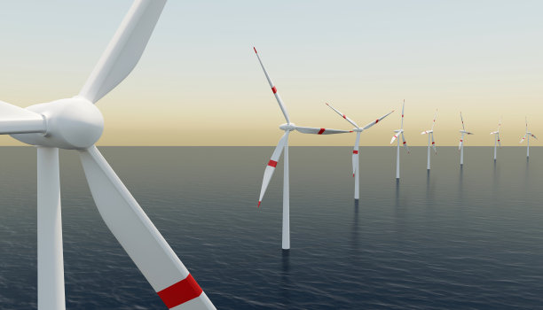 海上风力涡轮机的鸟瞰图图片下载