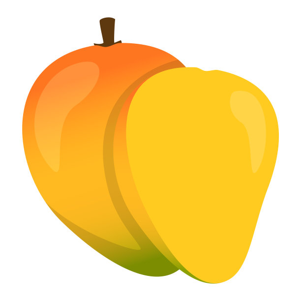 新鲜芒果孤立。珍奇水果插图图片下载