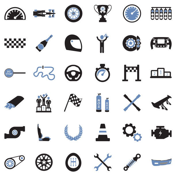 赛车图标。双色调平面设计。矢量插图。图片下载