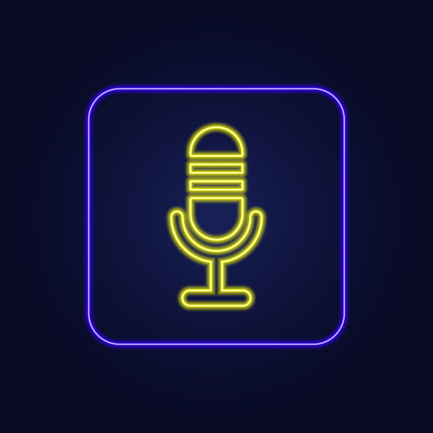 美丽时尚的彩色霓虹灯麦克风图标-矢量图片下载