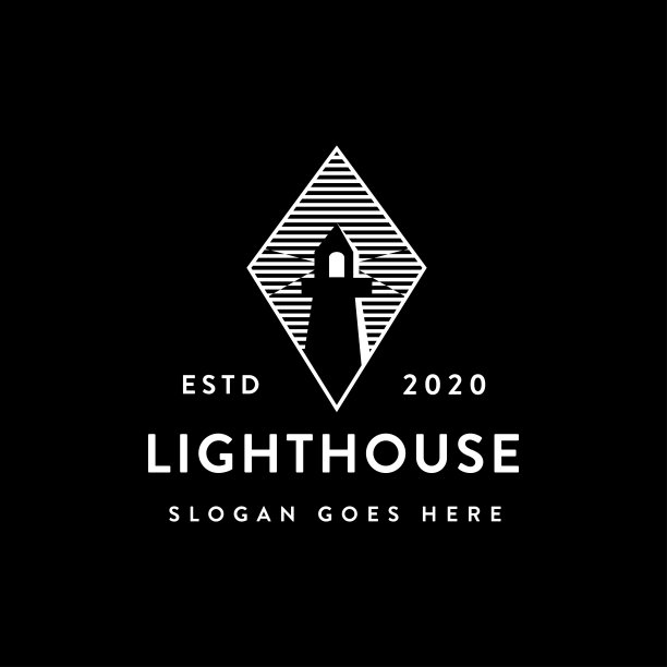 简单的光学效果灯塔标志图标插图图片下载