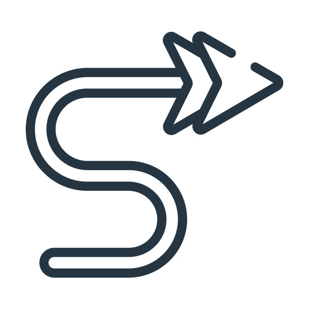 曲线箭头细线图标。箭头，方向线性图标从用户界面概念孤立的轮廓符号。矢量插图符号元素的网页设计和应用程序。图片下载