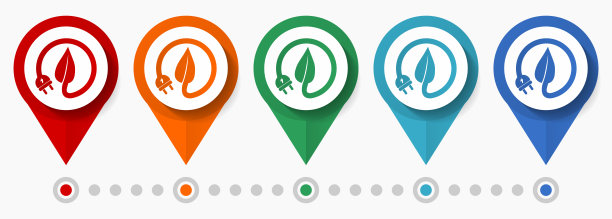 可再生能源，绿色能源概念矢量图标集，平面设计指针，信息图形模板图片下载