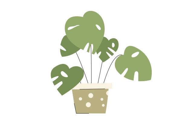 花盆里的极简怪兽。室内奇异的植物，时髦的颜色。矢量插图在flae卡通风格图片下载