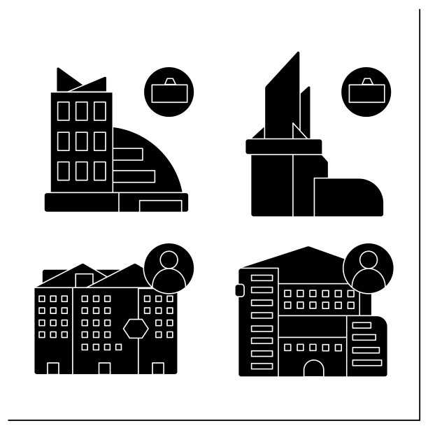 城市建筑的字形图标设置图片下载