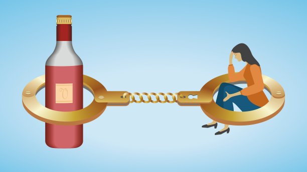 被酗酒所困。矢量插图。图片下载