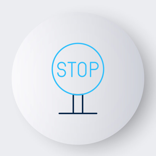 行停止标志图标孤立在白色背景上。交通管制警告停止标志。色彩斑斓的轮廓的概念。向量图片下载