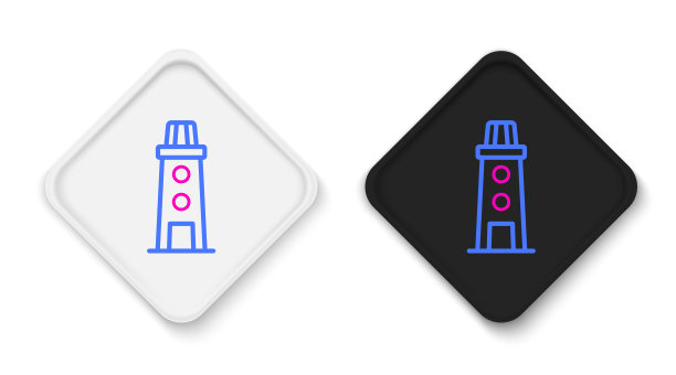 线灯塔图标孤立在白色背景上。色彩斑斓的轮廓的概念。向量图片下载