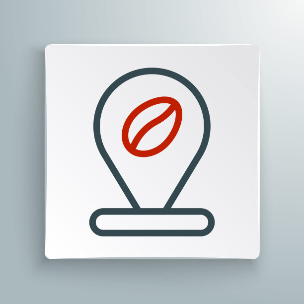 线位置与咖啡豆图标孤立在白色背景上。色彩斑斓的轮廓的概念。向量图片下载