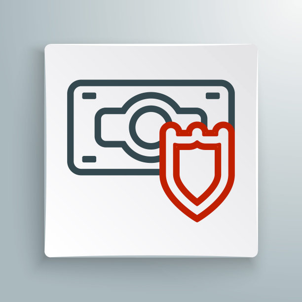 线钱与盾图标孤立在白色背景上。保险的概念。安全，安全，保护，保护理念。色彩斑斓的轮廓的概念。向量图片下载