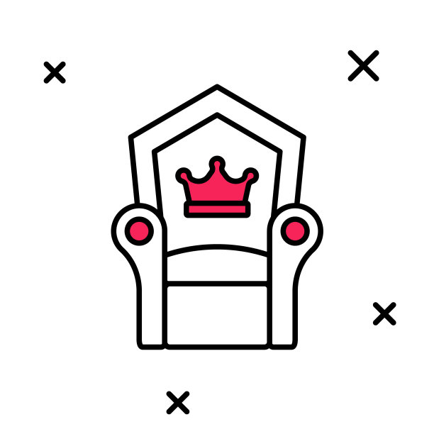填充轮廓中世纪的王座图标孤立在白色背景上。向量图片下载