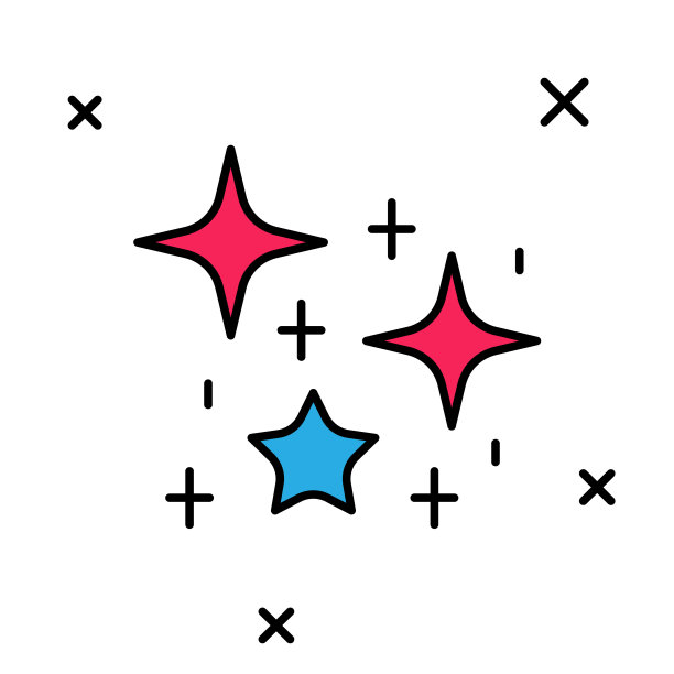 填充轮廓闪烁星星与魔法闪光粒子图标孤立在白色背景。神奇的圣诞装饰。向量图片下载