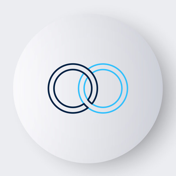 线结婚戒指图标孤立在白色背景。新娘和新郎的首饰标志。婚姻的象征。钻石戒指。色彩斑斓的轮廓的概念。向量图片下载