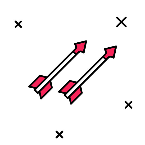 填充轮廓中世纪箭头图标孤立在白色背景。中世纪的武器。向量图片下载