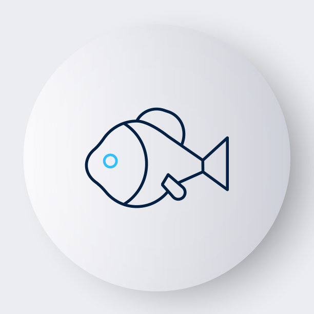 线鱼图标孤立在白色背景上。色彩斑斓的轮廓的概念。向量图片下载