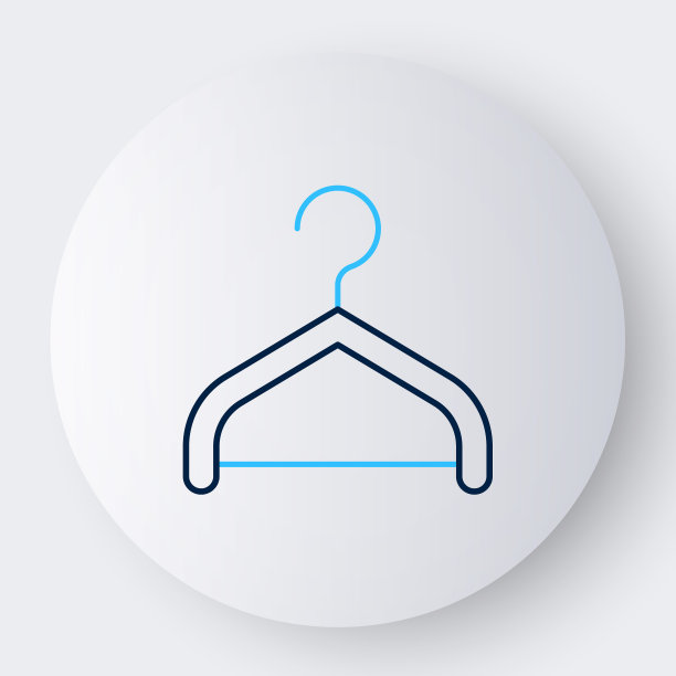 线衣架衣柜图标孤立在白色背景。衣帽间图标。衣服服务的象征。衣服衣架的迹象。色彩斑斓的轮廓的概念。向量图片下载