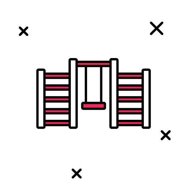 填充轮廓木制瑞典墙图标孤立在白色背景。瑞典的楼梯。向量图片下载