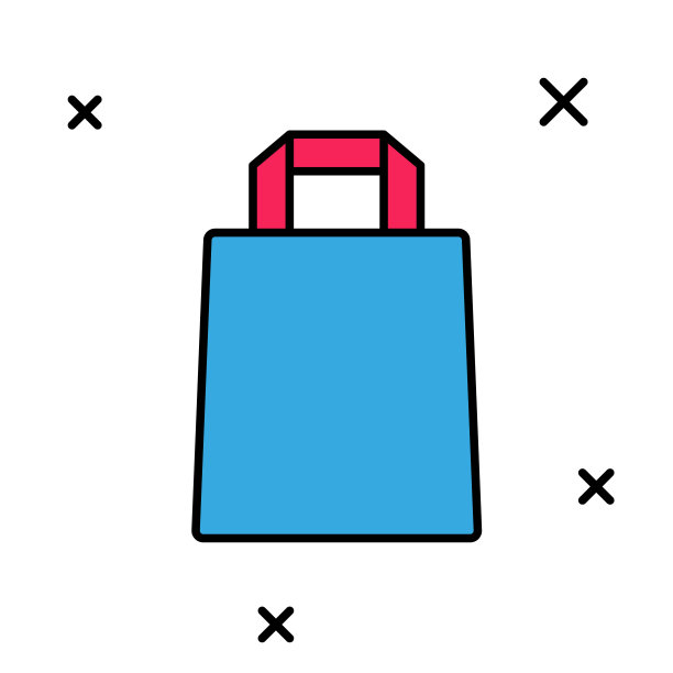 填充轮廓纸购物袋图标孤立在白色背景。包的迹象。向量图片下载