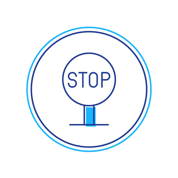 填充轮廓停止标志图标孤立在白色背景上。交通管制警告停止标志。向量图片下载