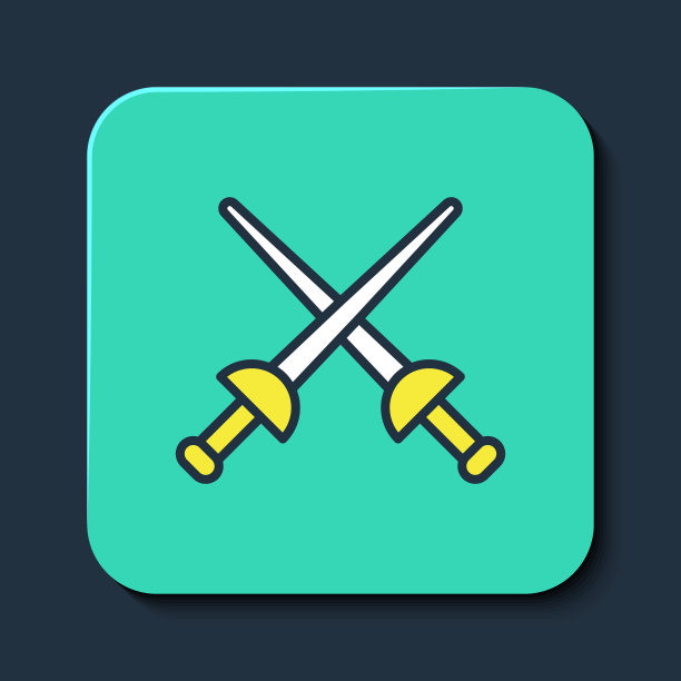 填充轮廓围栏图标孤立在蓝色背景。运动设备。绿松石平方按钮。向量图片下载