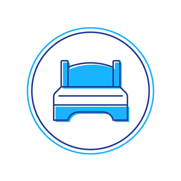 填充轮廓大床两或一人图标孤立在白色背景。向量图片下载