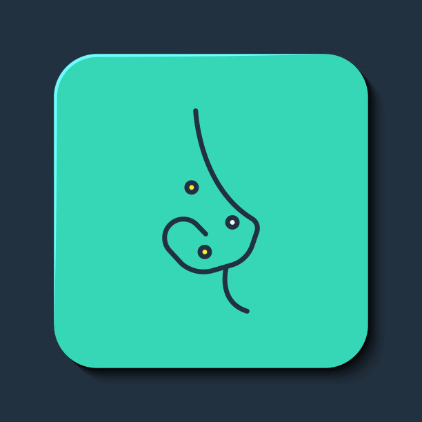 填充轮廓痤疮图标孤立在蓝色背景。皮肤上有发炎的丘疹。堵塞毛孔中的皮脂会促进细菌的生长。绿松石平方按钮。向量图片下载