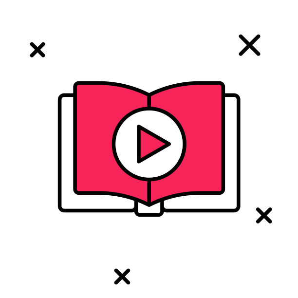 填充大纲音频书图标孤立在白色背景。播放按钮和书。音频引导标志。在线学习的概念。向量图片下载