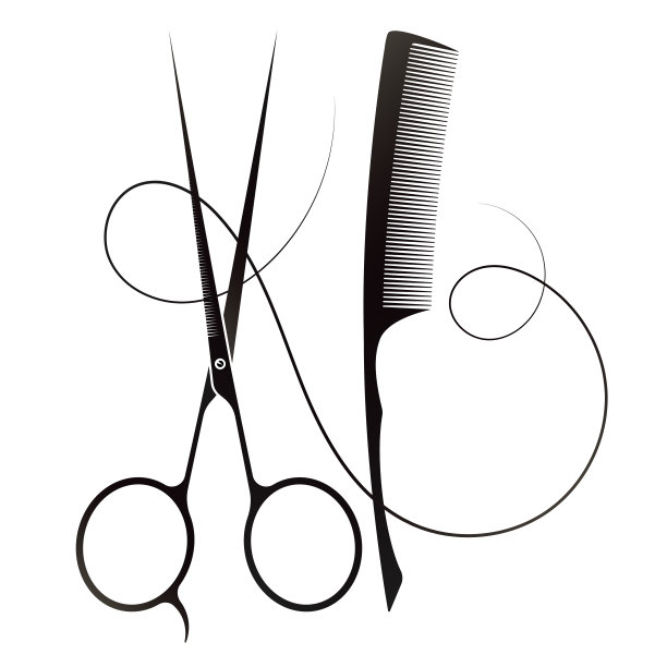 发廊剪刀和梳子的标志图片下载
