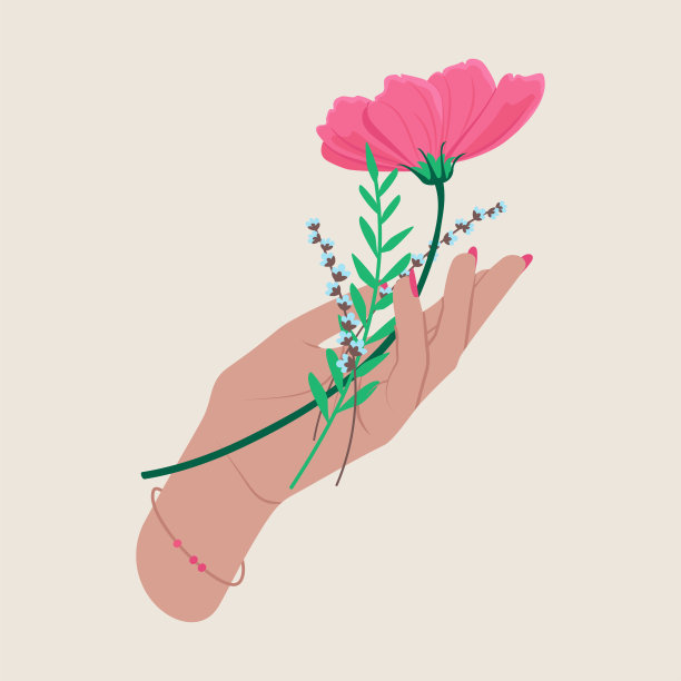 女性手捧花束图片下载