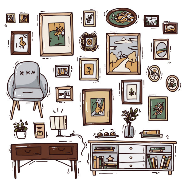 可爱的设置与内部元素图片下载