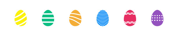 复活节彩蛋设置彩色平面图标。向量孤立图片下载