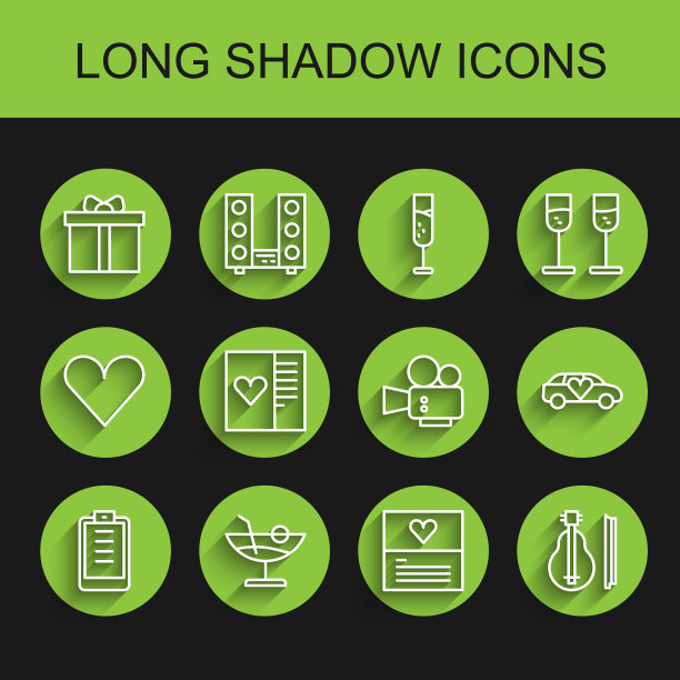 设置线剪贴板清单，鸡尾酒，礼品盒，贺卡，小提琴，明信片心脏，豪华轿车和电影相机图标。向量图片下载