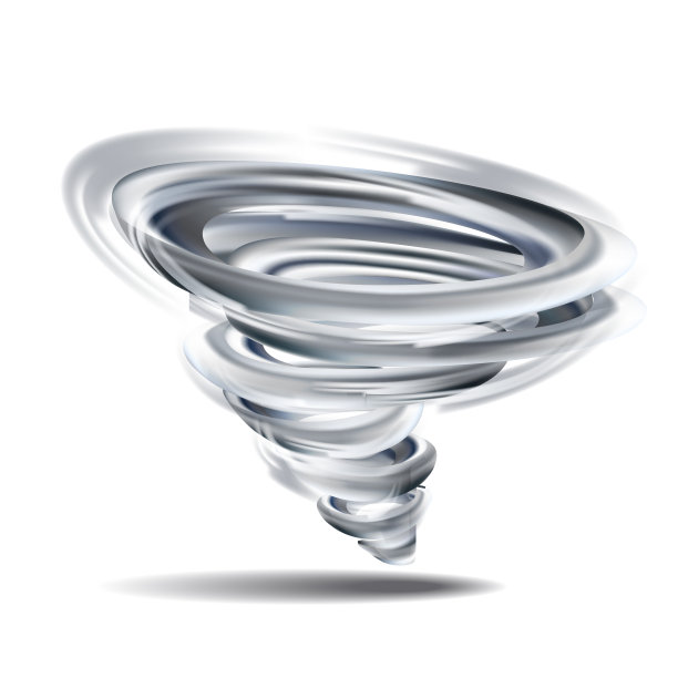 逼真的龙卷风旋涡孤立在白色上。向量图片下载