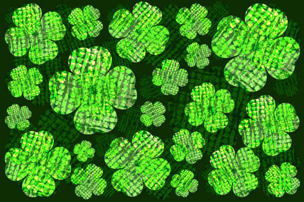 格子花呢三叶草绿色圣帕特里克日三叶草祖母绿格子覆盖派对庆祝背景幸运背景图片下载
