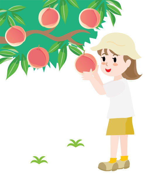 那个摘桃子的女孩。图片下载