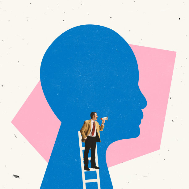 创意设计。商人、老板、经理用扩音器呼喊重要信息图片下载