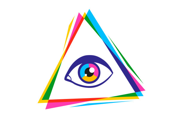 复古向量海报与金字塔和眼睛。图片下载