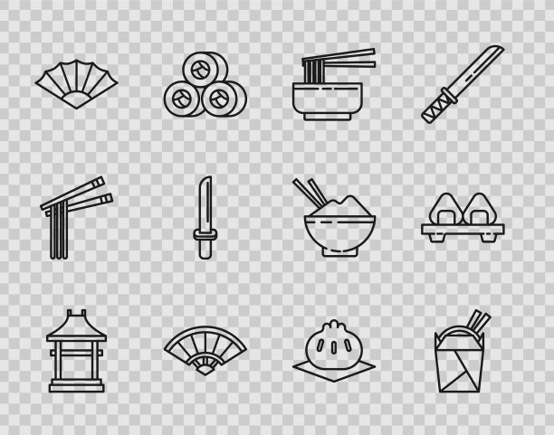 设置线日本门亚洲面条在纸盒图片下载